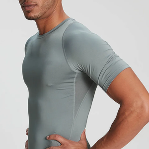 Pas cher prix hommes Simple couleur unie respirant ample décontracté col rond t-shirts fitness t-shirt hommes - Product Image 4