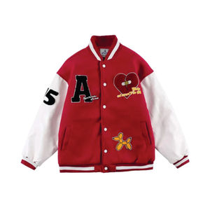 Chaqueta con letras de béisbol con bordado de chenilla de lana personalizada más vendida para hombre estilo de calle con cuello levantado - Product Image 1