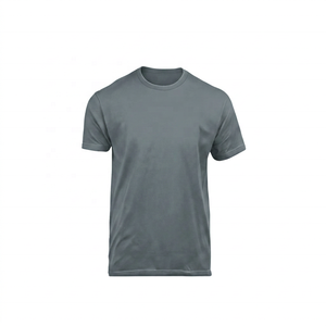Camiseta de algodón negra para hombre, cuello redondo, manga corta, corte regular, informal, color liso, diseño de punto teñido. - Product Image 4
