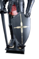 Costume d'armure complet de chevalier noir médiéval à collectionner avec support complet Costume Home Decor Item