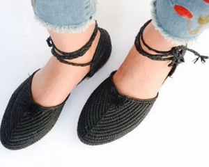 Sandales en raphia faites à la main Chaussures d'été pour femmes Ballerines de plage Sandales artisanales marocaines - Product Image 3