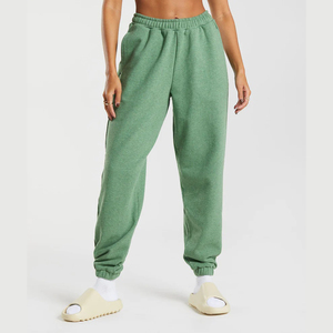 Conjunto de sudaderas con capucha informales para correr de lana de algodón pesado para mujer, pantalones deportivos de invierno de cintura alta con bolsillos, logotipo personalizado para primavera - Product Image 4
