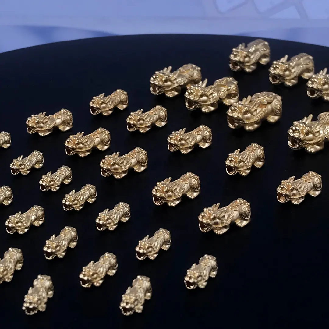 FirstMadam 24K oro puro 3D Hard Gold Piyao Pixiu Lucky Charms braccialetto fai da te