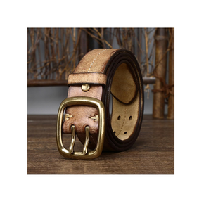 Cinturón de cuero hecho a mano en color negro oscuro marrón vintage y gris diseño único cinturón de cuero puro para uso formal - Product Image 6