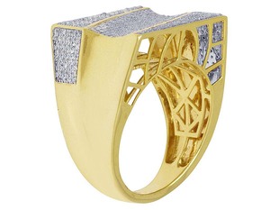Nouveau élégant Hip Hop entièrement glacé Moissanite diamant taille ronde en argent sterling S925 plaqué or bague pour hommes - Product Image 4