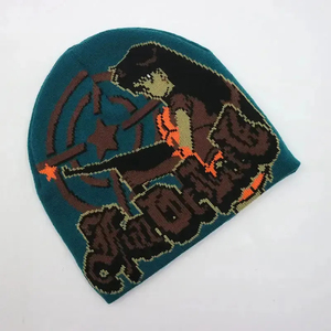 OEM Venta caliente 100% Acrílico de punto Pescador Beanie Etiqueta tejida privada Logo Gorros Pescador Calavera Sombreros Gorro de invierno - Product Image 5