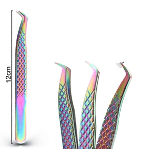 Pinces à épiler multicolores séduisantes pour extensions de cils 3D 6D Volume, avec pointe anti-statique et prise diamantée - Product Image 4