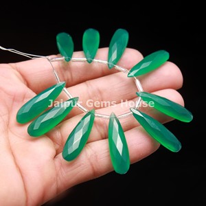 Superventas hermoso ónix verde largo en forma de lágrima Briolette cuentas 5 pares de cuentas de ónix hacer pendientes regalo para mujeres - Product Image 1