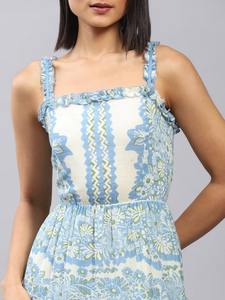 Indian <b>Vintage</b> Style Women's <b>Dress</b> Hand Block Floral Printed Cotton Trendy Casual <b>Summer</b> Wear Breathable Sweet Logo Natural - Product Image 6