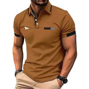 Polos de hombre con botones, camisa polo informal deportiva con solapa, manga corta, a la moda, con bloques de color, para verano, corte regular, polos con botones. - Product Image 5