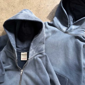 Ensemble sweat à capuche et pantalon de survêtement personnalisé épais 100% coton survêtement bleu marine délavé à l'acide survêtement pour hommes - Product Image 4