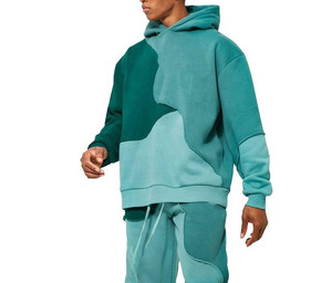 Conjunto de 2 piezas de algodón al por mayor, Sudadera con capucha de dos tonos y logotipo personalizado, sudaderas con capucha de bloque de color y panel de nuevo diseño para hombre - Product Image 3