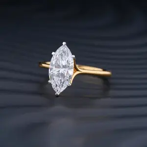 2,00 ct marquis lab gezüchteter diamant vergoldet verlobung, ehering oder geschenk an ihren partner