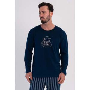 Conjunto de Pijama para Hombre CEPLI ERKEK P.SUPREM con Cuello Redondo y Manga Larga - Azul Marino - Azul Marino - Product Image 2