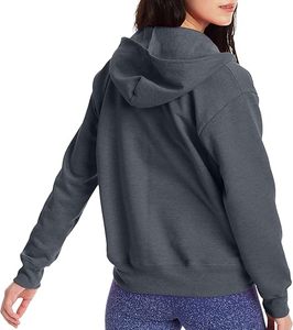 Women's Autumn Breathable Fleece Hooded Knitted Varsity Jacket with <b>Zipper</b> Closure 100% Cotton Shell - Product Image 2