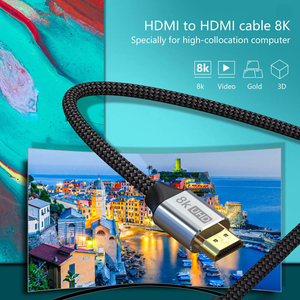 Câble HDMI 8K 2.1 ultra haute vitesse 48 Gbps 10K 8K60 4K120 HDR ARC Ethernet VRR ALLM Câble HDMI tressé en aluminium pour téléviseur 8K Moniteur - Product Image 2