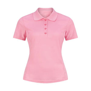 เสื้อผู้หญิงผ้าฝ้ายถัก 100% สไตล์อังกฤษ แขนสั้น สำหรับใส่เป็นเสื้อเชิ้ต ปักโลโก้ด้านหน้าตามสั่ง ระบายอากาศได้ดี เป็นมิตรกับสิ่งแวดล้อม น้ำหนัก 200/240 กรัม - Product Image 1