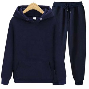 Wholesale <b>Plus</b> <b>Size</b> Hooded Blank Women <b>Jogger</b> <b>Set</b> Custom Cotton High Quality Sports Wear Winter Two Piece Pullover Solid Color - Product Image 4