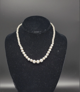 Trendy Vintage Sterling Silver Graduated <b>Bead</b> <b>Necklace</b> <b>Necklace</b>, Fringe Beaded Bandana - Product Image 1