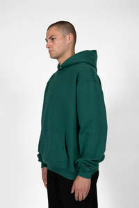 Sudadera con Capucha para Hombre, Estilo Casual, Lavado Ácido, Verde Sólido, Corte Regular, 100% Algodón, Hombros Caídos, Cierre de Cremallera, Logotipo Personalizado, Talla XS, Estampado - Product Image 3