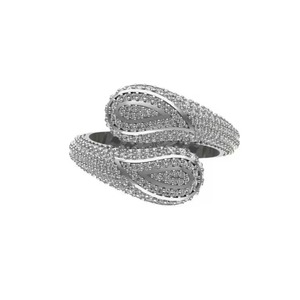 แหวนเพชรชั้นดีสีขาวทองพร้อมผ้าพันคอ1.61ct ประดับเพชรทรงกลมสีขาว10Kt - Product Image 1