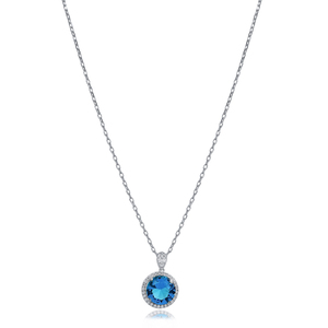 Collier avec pendentif en forme de pierre d'aigue-marine CZ au design tendance, fait à la main en Turquie, pour fiançailles, mariage, fête, bijoux en argent sterling 925 - Product Image 2