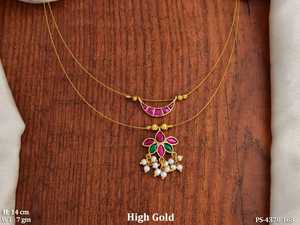 Export Quality High Gold Antique Pendant <b>Sets</b> 14cm & 7gm <b>Beads</b> Jewelry <b>Set</b> with Earring from Indian Supplier - Product Image 5