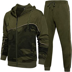Derniers modèles de vêtements de jogging d'entraînement pour hommes Camo Color Block Hoodie Jogger Sets 100% Cotton New Solid Brand Tracksuits OEM - Product Image 1