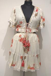 Robe d'été gothique pour femme Suncharm, nouvelle robe imprimée, travail manuel, perles, glands, paillettes, taille naturelle, col en V, mini papillon - Product Image 3