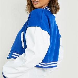 High quality Fall Winter High Quality <b>Women</b> Crop Letterman <b>Jackets</b> Long <b>Sleeves</b> Leather Bomber Custom <b>Women</b> Varsity <b>Jacket</b> - Product Image 5