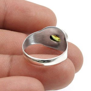 925 Sterling <b>Silver</b> Natural Green Peridot Gemstone <b>Statement</b> <b>Ring</b> Luxury Bohemian Style Handmade Healing Birthstone <b>Rings</b> OEM - Product Image 3