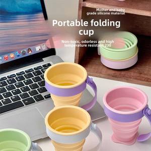 Gobelet pliable portable de conception minimaliste, fabriqué en silicone de qualité alimentaire, adapté aux voyages en plein air et au camping - Product Image 3