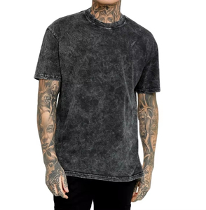 T-shirt pour homme surdimensionné de haute qualité, logo personnalisé, délavé à l'acide, 100 % coton, 240 GSM, épaules tombantes, longueur courte, coupe ample - Product Image 5