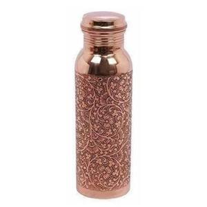 Bouteille en cuivre pur or rose de conception gaufrée pour l'eau potable utilisation de bureau et d'école bouteille en cuivre étanche - Product Image 1