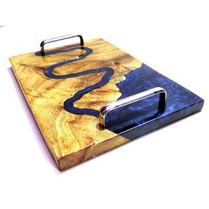 Plateau de service moderne en bois d'acacia en résine Nouveau design pour le petit déjeuner au lit Plats et assiettes et taille personnalisée - Product Image 5