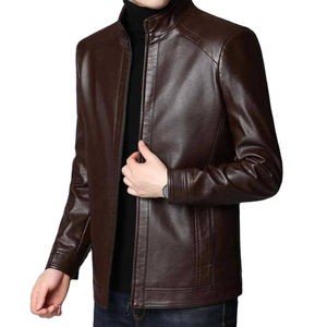 2025 chaquetas de cuero motocicleta moda cremallera y bolsillos Hombre Vintage chaqueta de cuero de gran tamaño transpirable servicio OEM - Product Image 4