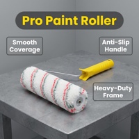 Rouleau à peinture à poils longs de 18 mm, 9 pouces, fibres mélangées haute densité, outil de peinture avec poignée jaune antidérapante pour peinture murale au latex