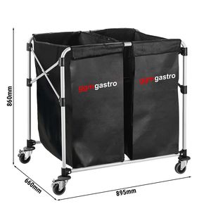 Commercial Linen <b>Trolley</b> - Foldable - 2x 150L - Aluminium frame - <b>Black</b> - Product Image 2