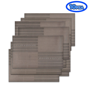 Set di Tovagliette di Lusso a Righe, 10 Pezzi, Lavabili e Antiscivolo per Tavolo da Pranzo, in Poliestere Stampato, Lino e Plastica per Casa e Cucina - Product Image 3