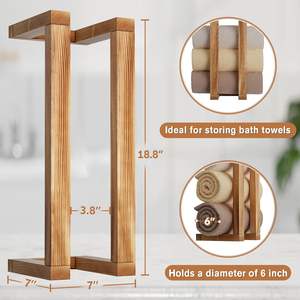 Toallero de madera para baño, toallero montado en la pared de 18,8 pulgadas con herramienta de instalación, toallero decorativo de pino - Product Image 4