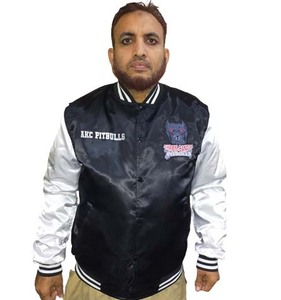 OEM Custom Embroidery Logo Eco-Friendly Breathable Plus Size Letterman Baseball Silk Satin Bomber Varsity <b>Jacket</b> for <b>Men</b> <b>Summer</b> - Product Image 6