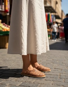 Zuecos y Mules de Cuero Trenzado con Punta Cerrada, Transpirables, Ligeros, Fáciles de Poner, Sandalias Casuales para Interiores - Product Image 4