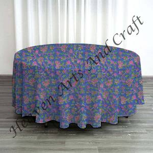 Floral <b>Tablecloth</b> 100% Cotton Handmade Hand Block Printed Modern <b>Round</b> Washable <b>Table</b> Cover <b>for</b> Home Use - Product Image 1