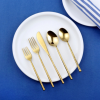 Ensemble de couverts en acier inoxydable doré poli miroir de luxe |   Vaisselle royale moderne pour mariage, maison, hôtel, salle à manger |   Ensemble écologique