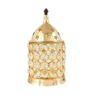 Lampe à huile en laiton et cristal Jaipurios Akhand Diya, porte-bougie chauffe-plat, design floral poli, 5,5 pouces, décoration de maison Puja, cadeau de mariage