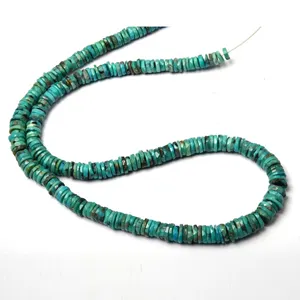 Natural Turquoise Gemstone Beads Wheel Shape Faceted Arizona Turquoise Beads For Jewelry Making