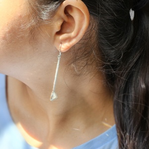 ต่างหูคริสตัลพลอยสีเงินแบบยาวต่างหูเงินน้ำหนักเบาต่างหูเงินระยิบระยับ - Product Image 3