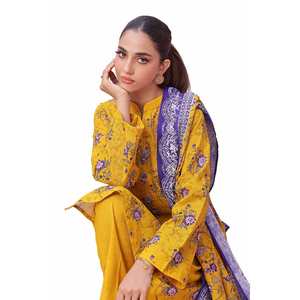 Traje Salwar Kameez de 3 Piezas sin Coser, de Algodón Khaddar Estampado, Ropa Étnica Pakistaní e India para Festivales-SD-42136 - Product Image 5