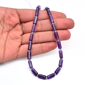 Perles de tube facettées en améthyste AAA 4x10mm-5x12mm, améthyste africaine naturelle, pierre semi-précieuse, perles cylindriques pour bijoux - Product Image 3