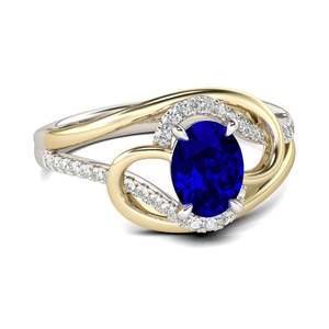Bague statement en argent sterling avec saphir ovale bicolore fait main Jeulia - Product Image 2